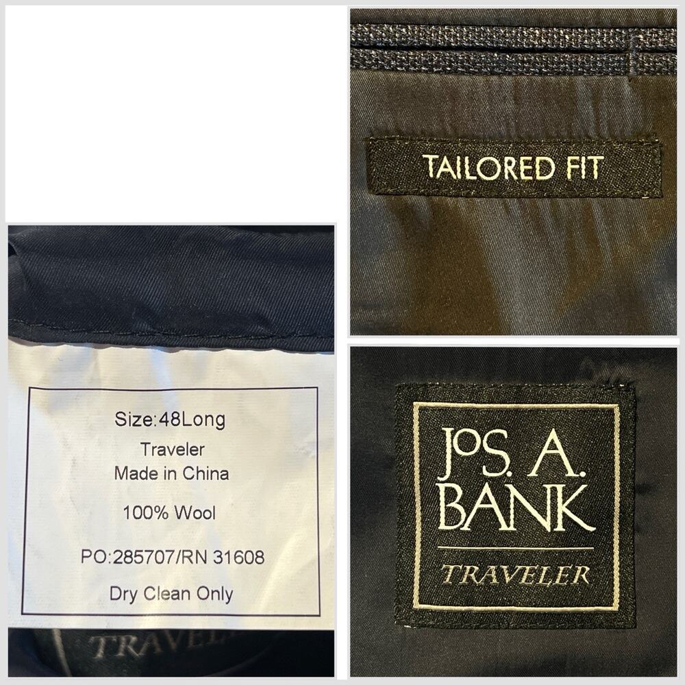 Jos A Bank Traveler 48L Tailored Fit Starlight Blue Hopsack Blazer Sport Coat - Picture 12 of 15